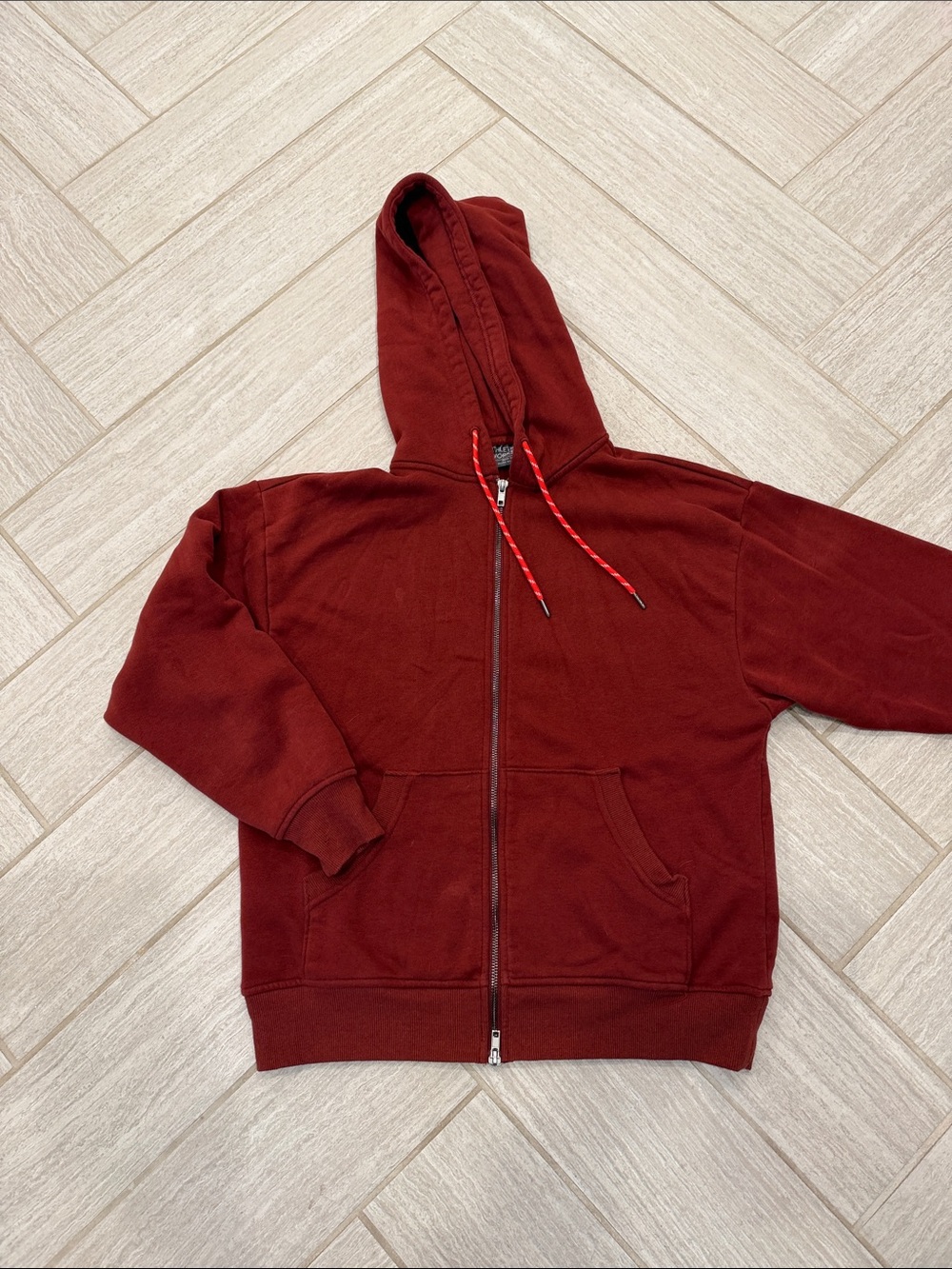 Athletic Works Maroon Full-Zip Hoodie Sweatshirt